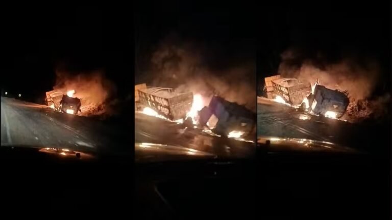 colisão entre carretas na BR-163